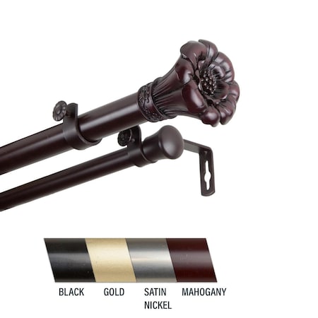 Central Design Flora 1 in. Double Curtain Rod, 120-170 in. - Mahogany CE437035